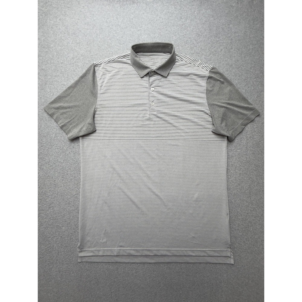 Johnnie-O Polo Shirt Mens L Gray Stripe Golf Performance Stretch Jersey JMP02240